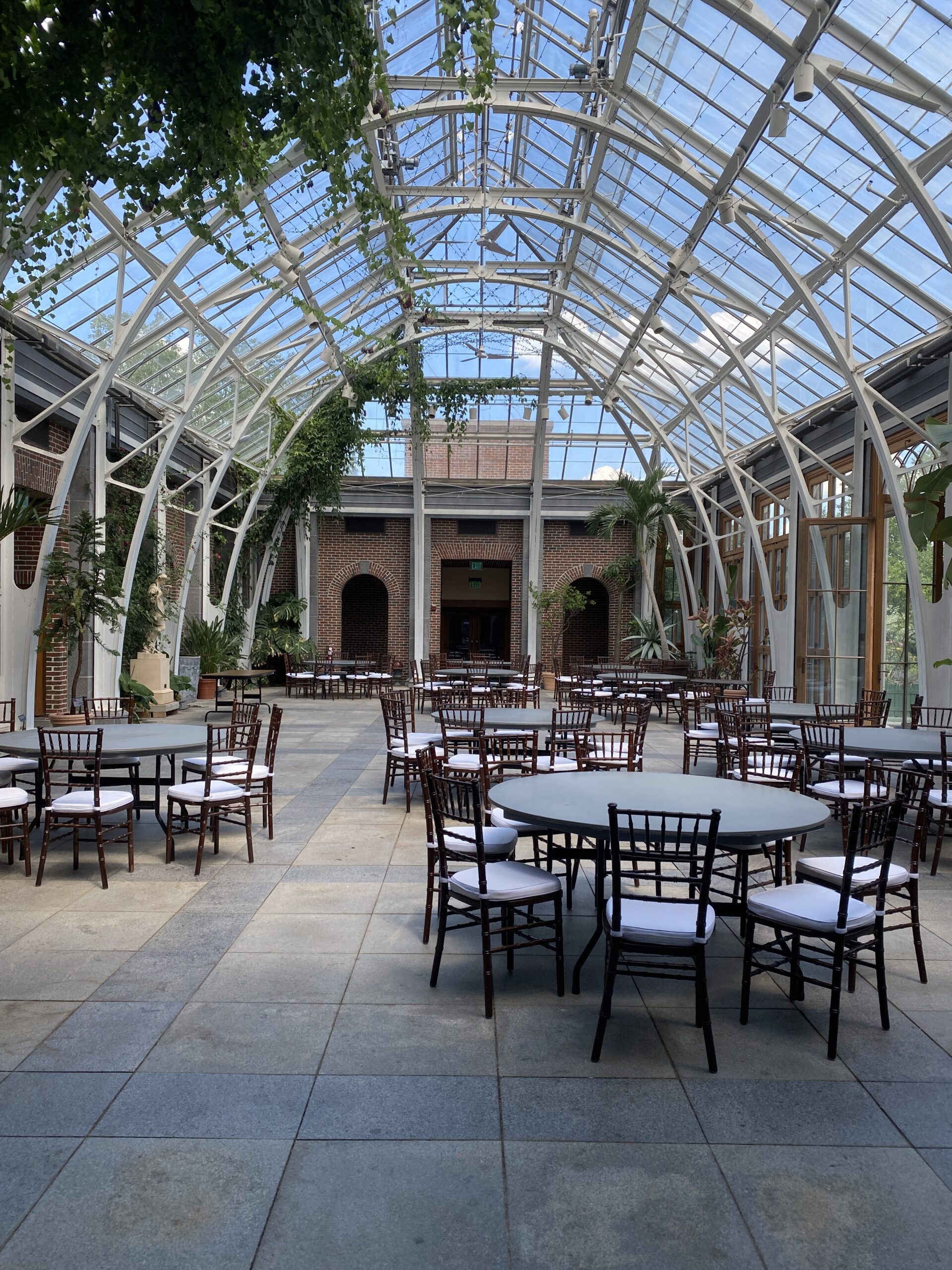 Glass Greenhouse with Tables